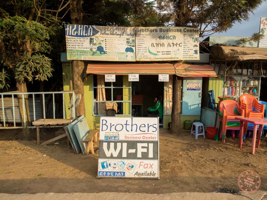 wifi internet cafe in jinka ethiopia omo valley