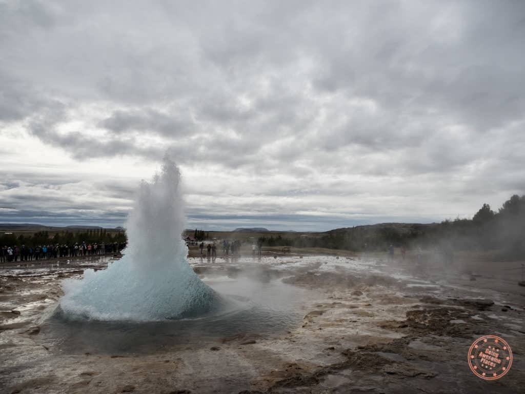 strookkur geysir erupting along golden triangle in iceland 6 day itinerary