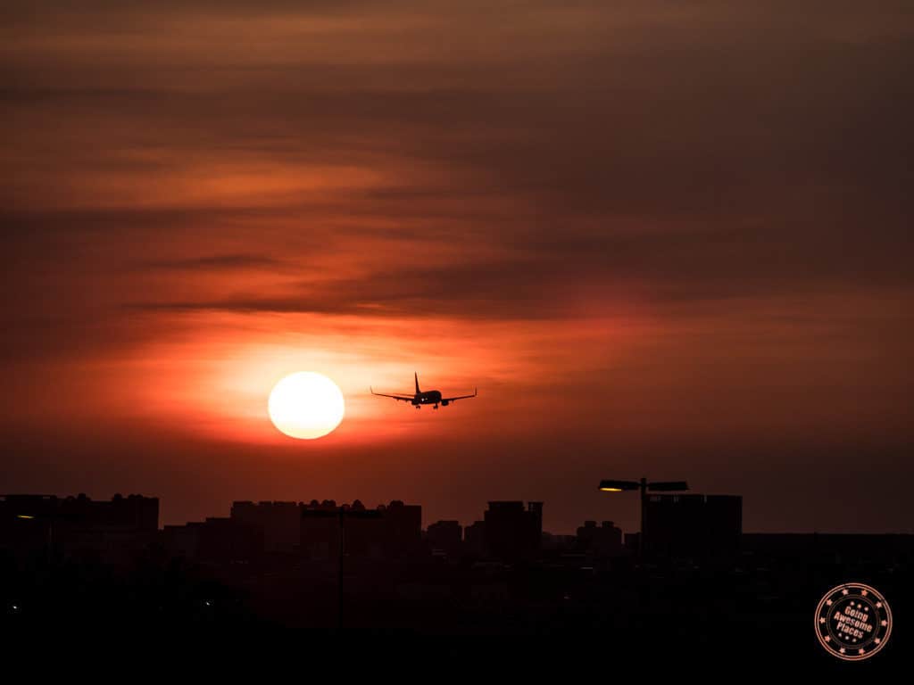 Sunset At Taoyuan Airport With Plane
