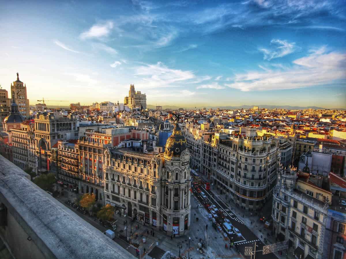 aerial view over the city of madrid
