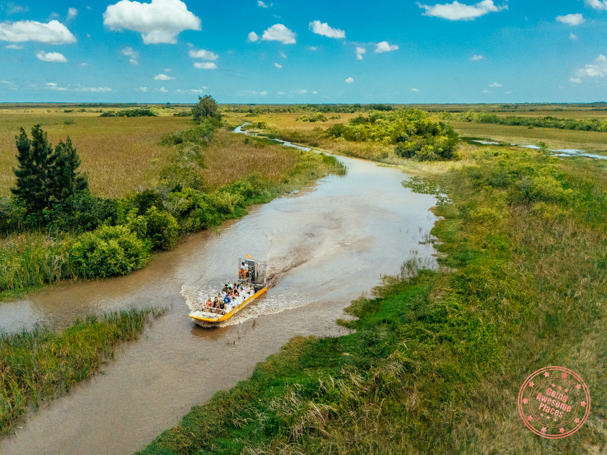 aerial thrilling airboat ride at everglades alligator farm