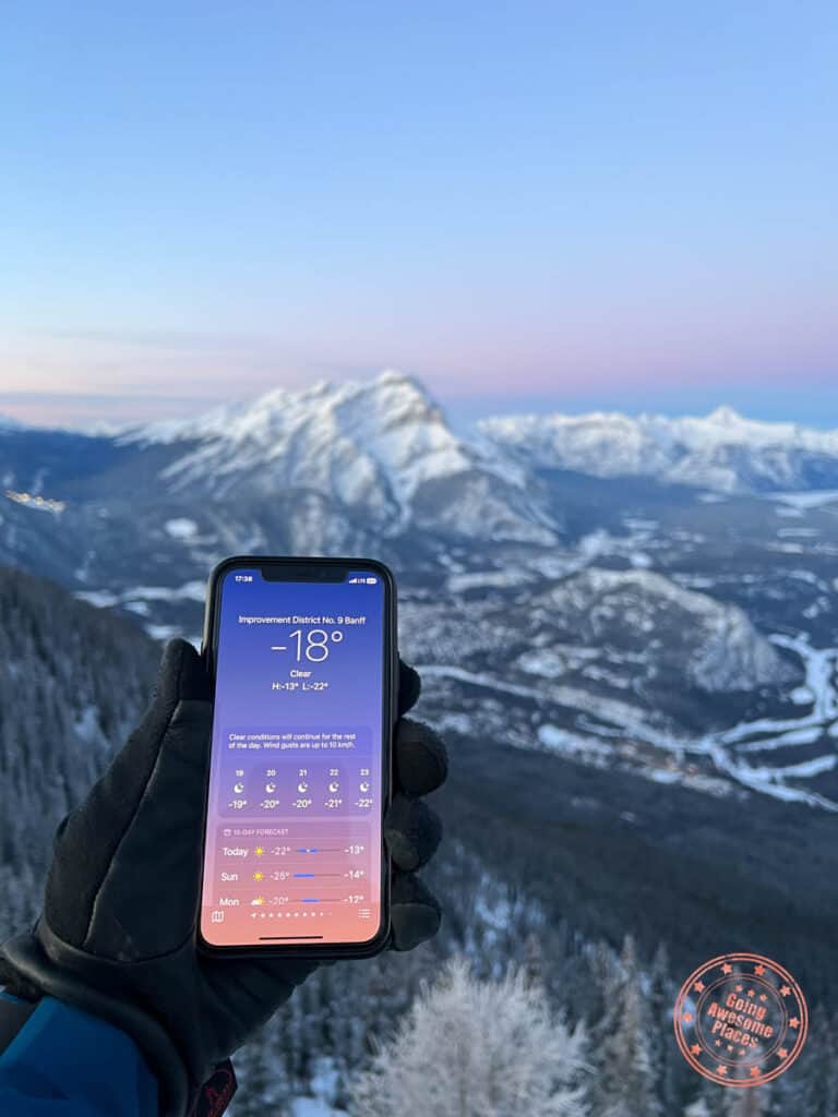 banff gondola sulphur mountain summit temperatures