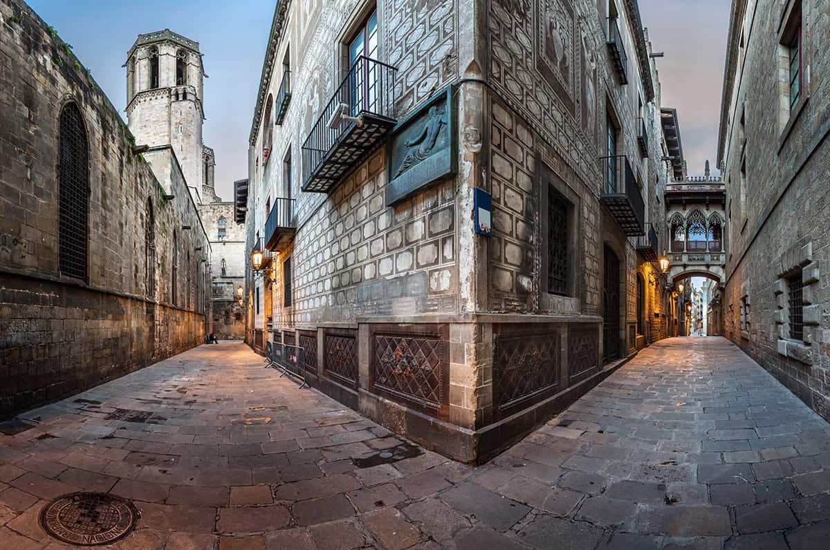 barri gothic quarter neighborhood in barcelona spain