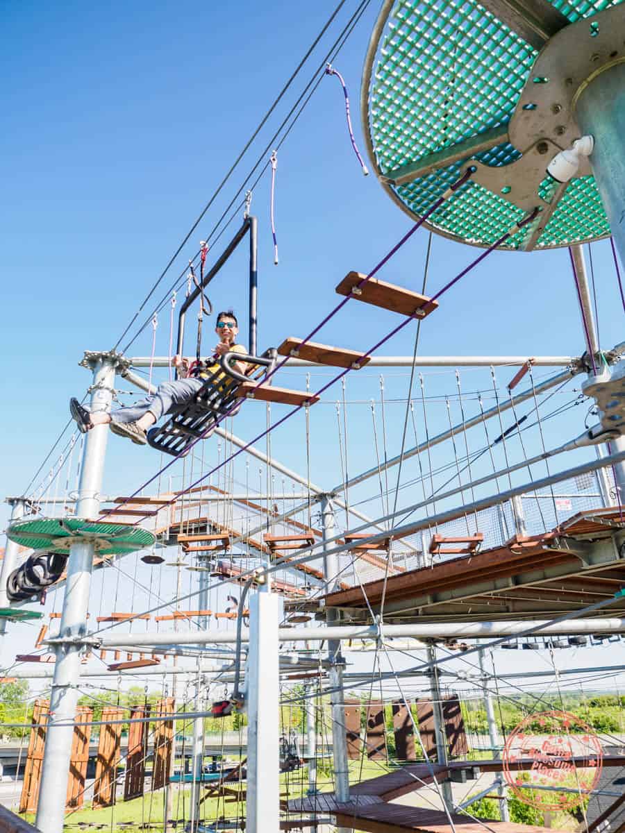 bench swing obstacle in ryze adventure park