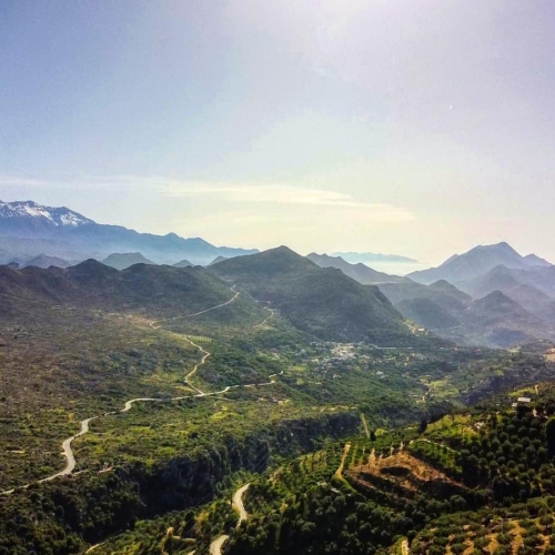 green flowing hills and mountain ranges of crete