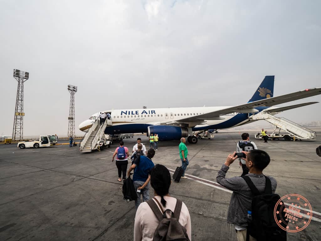 boarding nile air plane