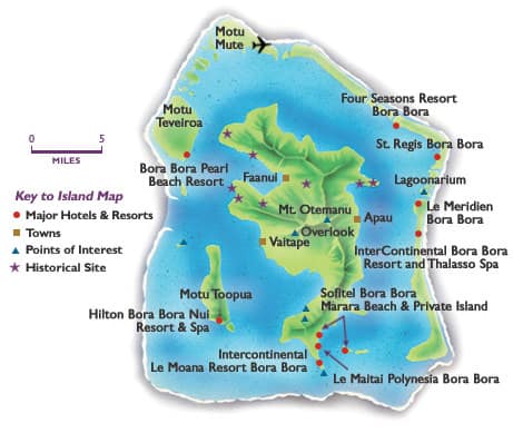 bora bora overwater bungalow resorts map