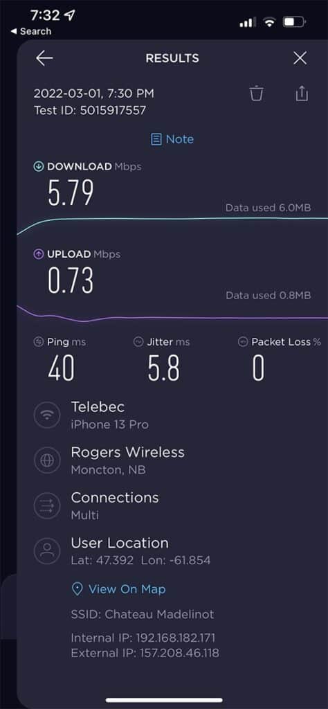 chateau madelinot speedtest