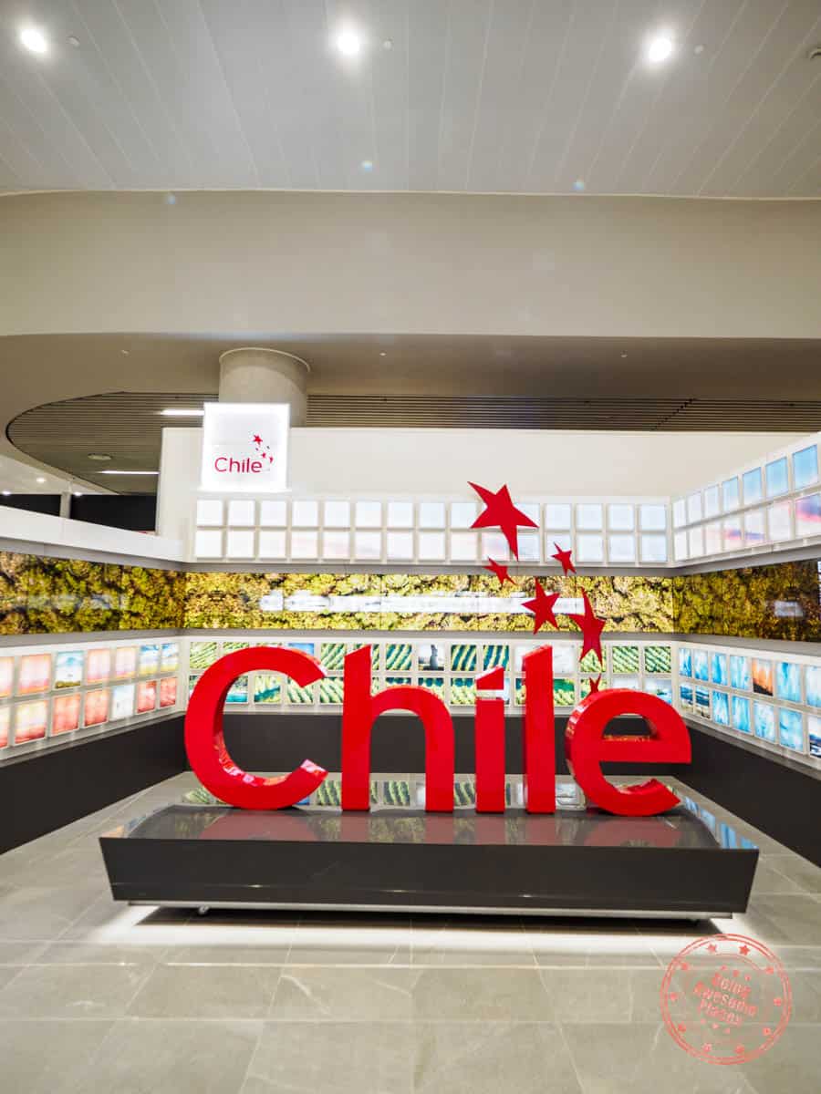 chile travel tourism sign at scl airport