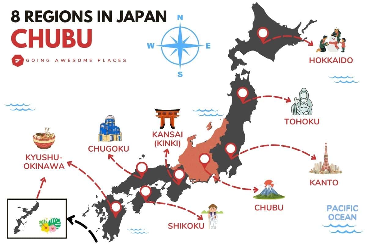 chubu regions of japan map graphic by going awesome places
