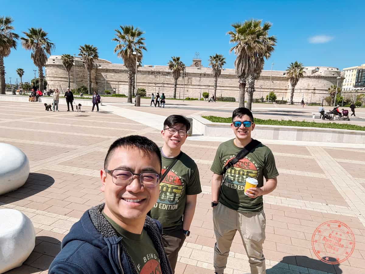 3 asian guys in civitavecchia pitstop on the way to tuscany