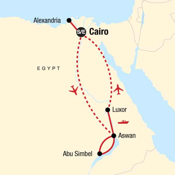 classic egypt gadventures upgraded itinerary map