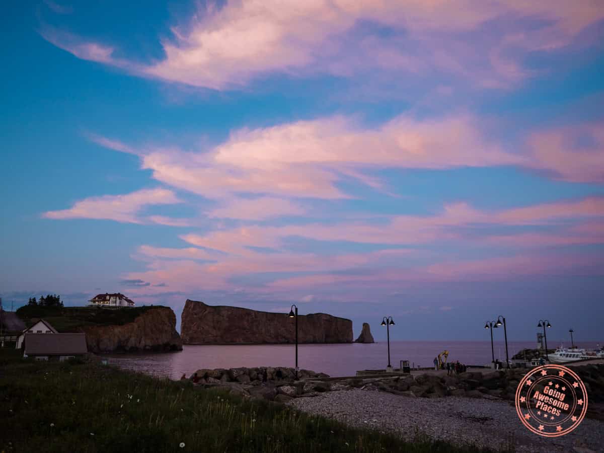 colourful sunset at perce rock from the wharf