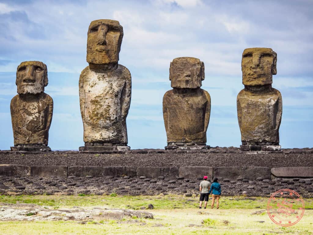 couple at ahu tongariki in visiting easter island guide