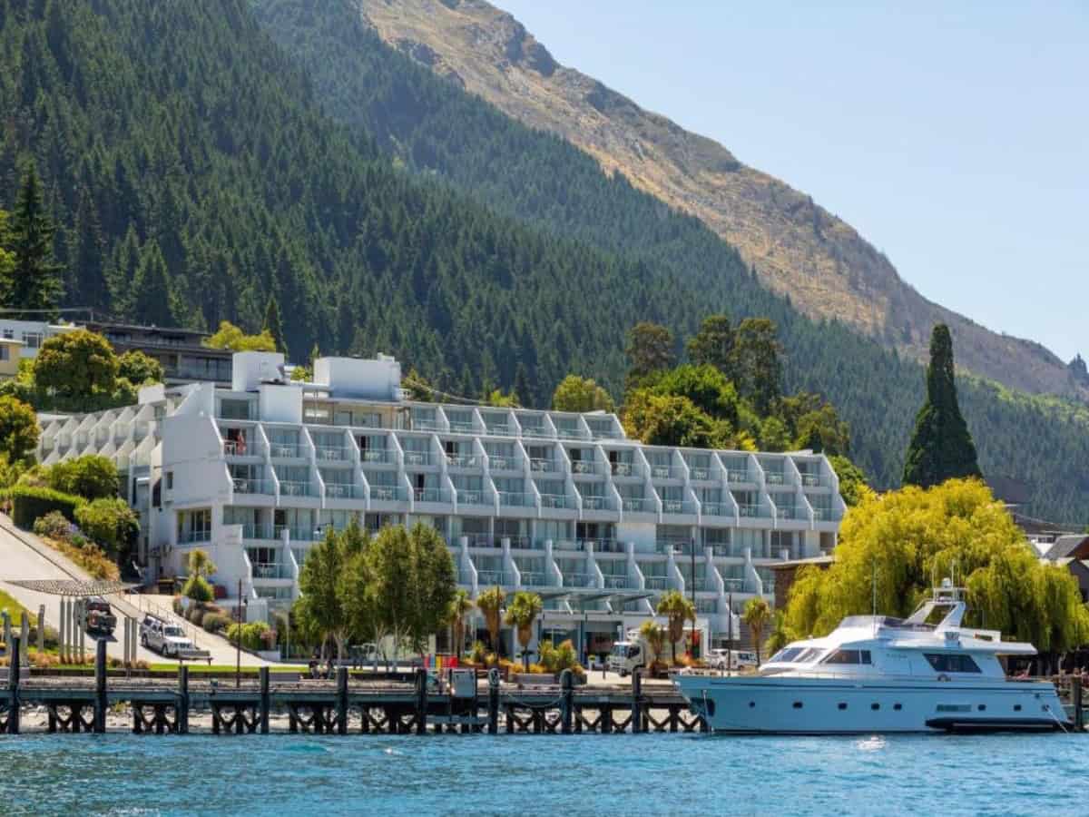 view of crowne plaza from the water
