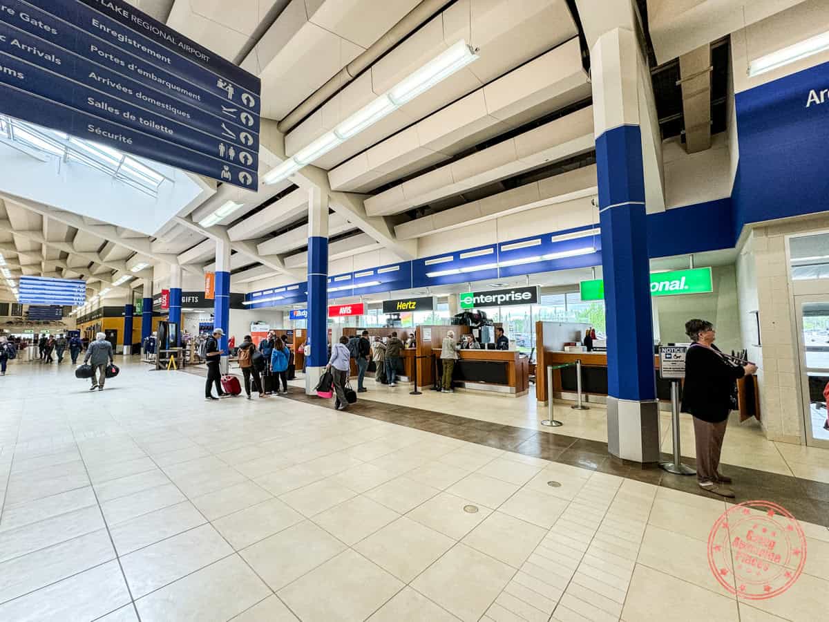 car rental counters at inside deer lake regional airport terminal