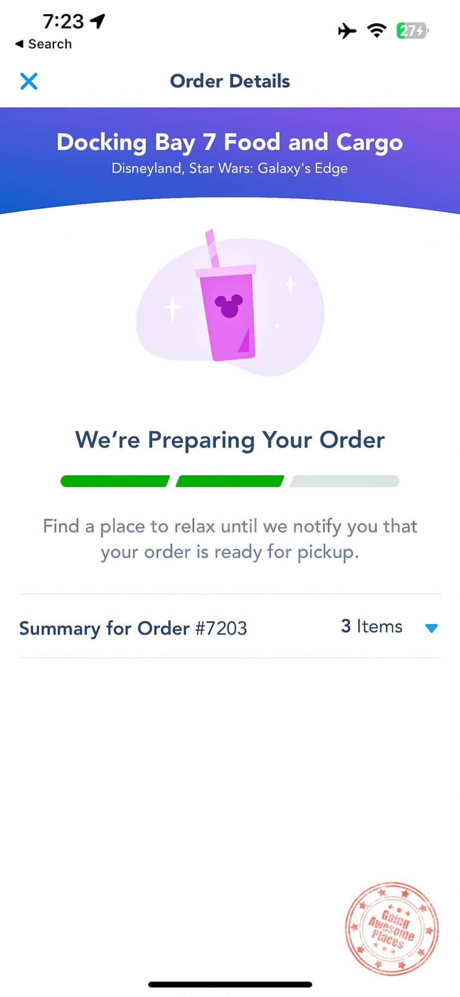 docking bay 7 mobile ordering preparing order