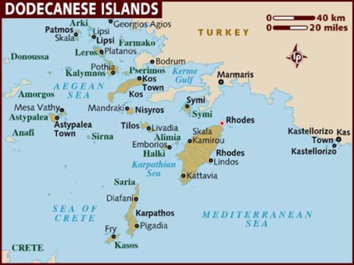 dodecansese islands map of greece