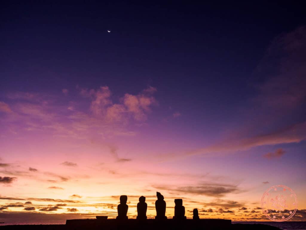 dramatic sunset at ahu dahai when visiting easter island