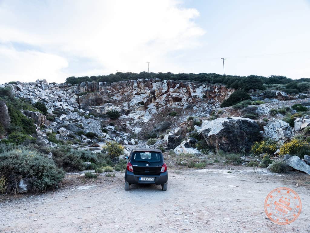 driving in paros marble quarry parking