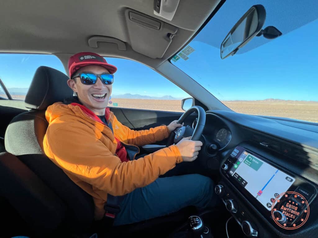 driving rental car in the atacama desert