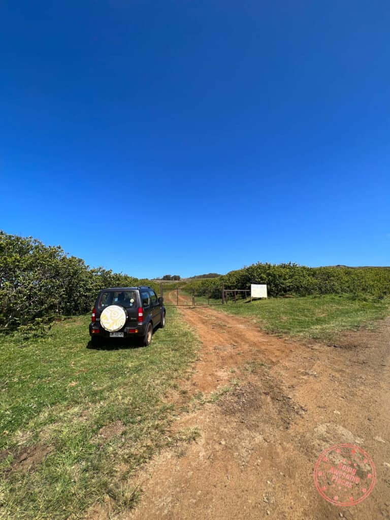 easter island rano kau crater hike entrance gate