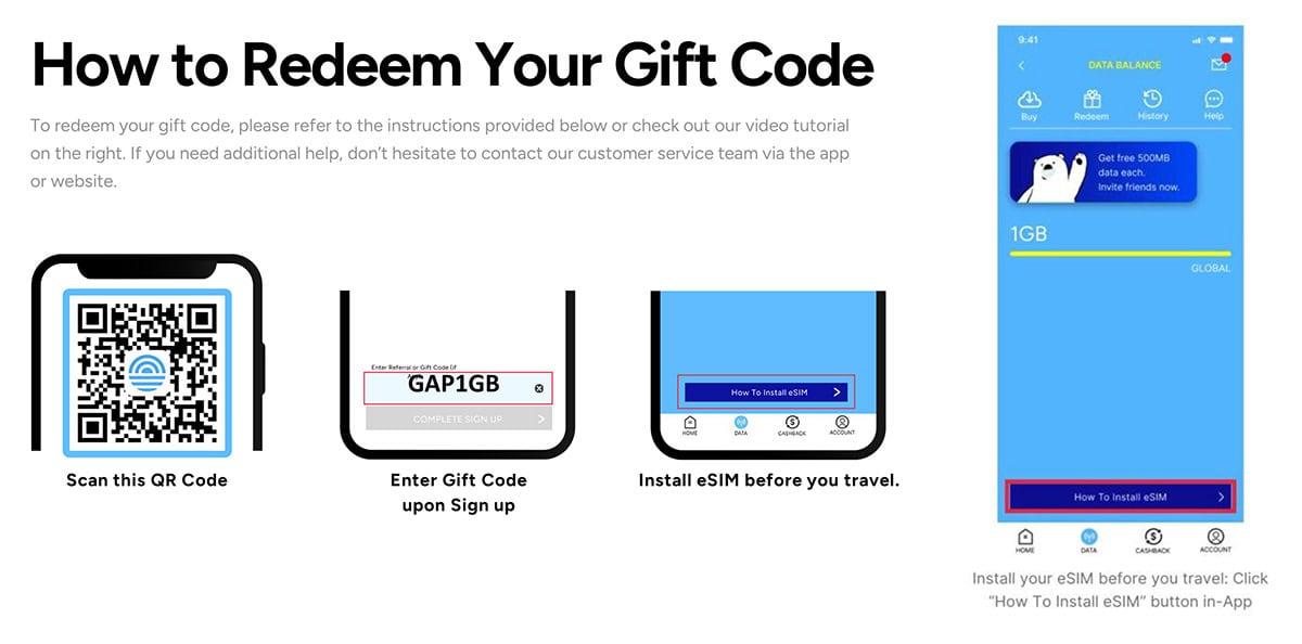 eskimo esim free 1gb esim redemption instructions