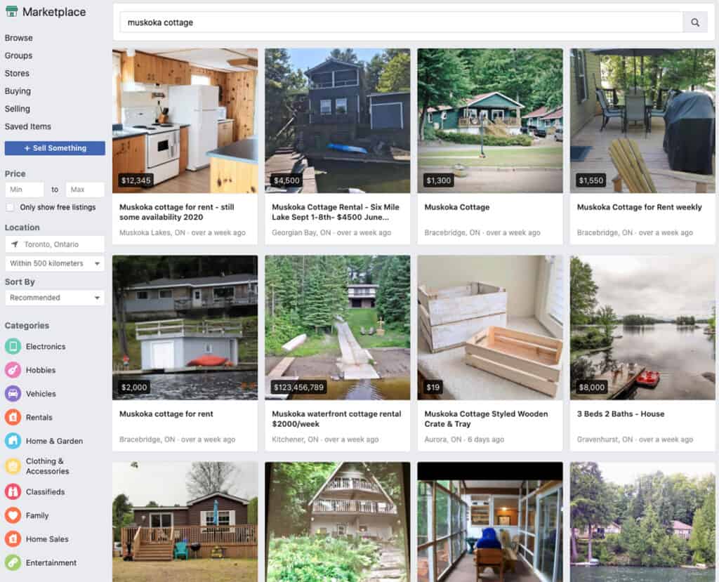 facebook market place muskoka cottages