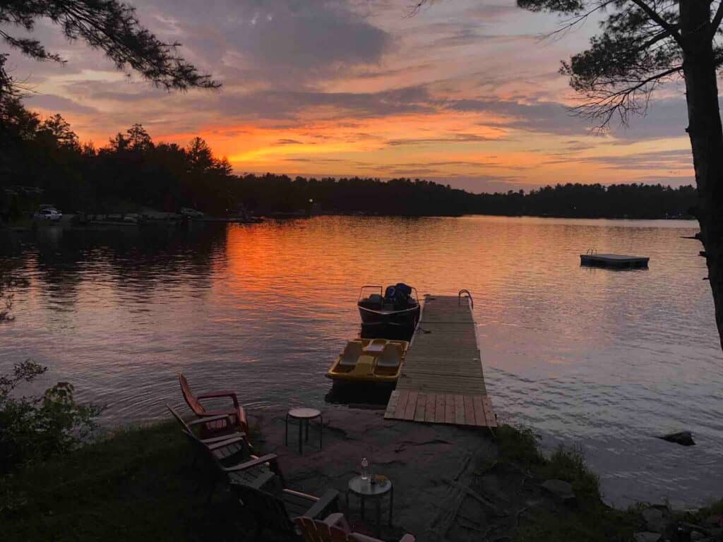 airbnb family muskoka getaway at sunset 