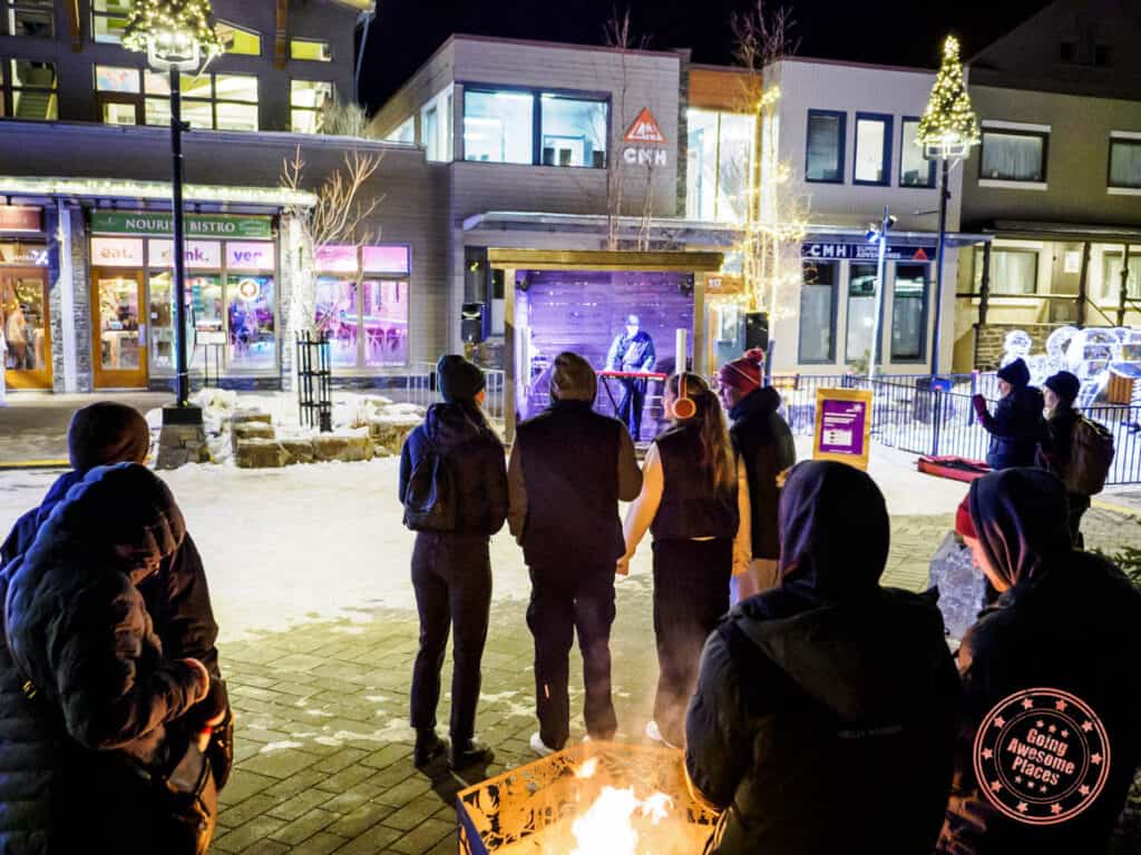 fire pits and live music for snowdays in banff in winter