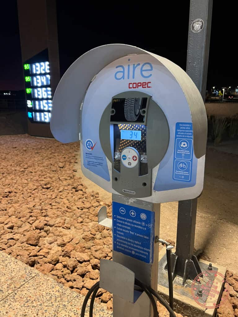 free air pump in san pedro de atacama at the copec gas station