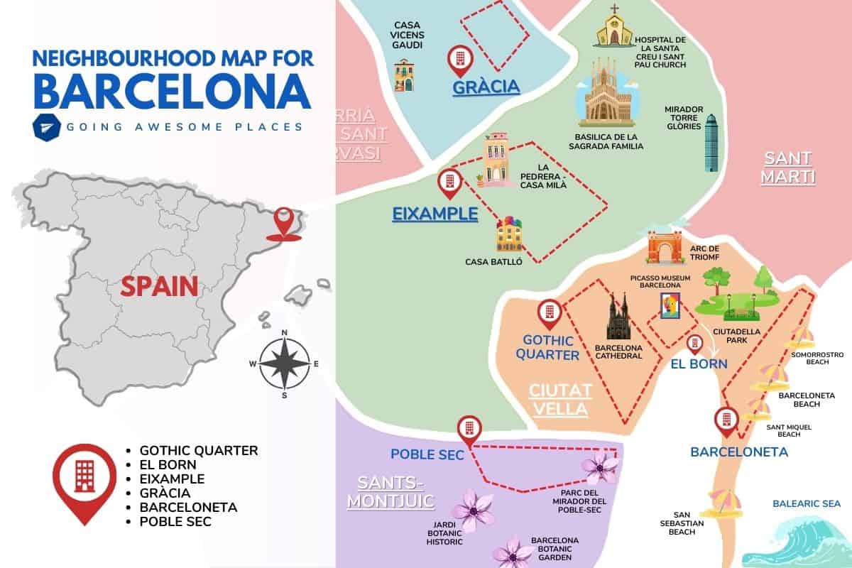 going aewsome place custom neighborhood map of barcelona to help with where to stay