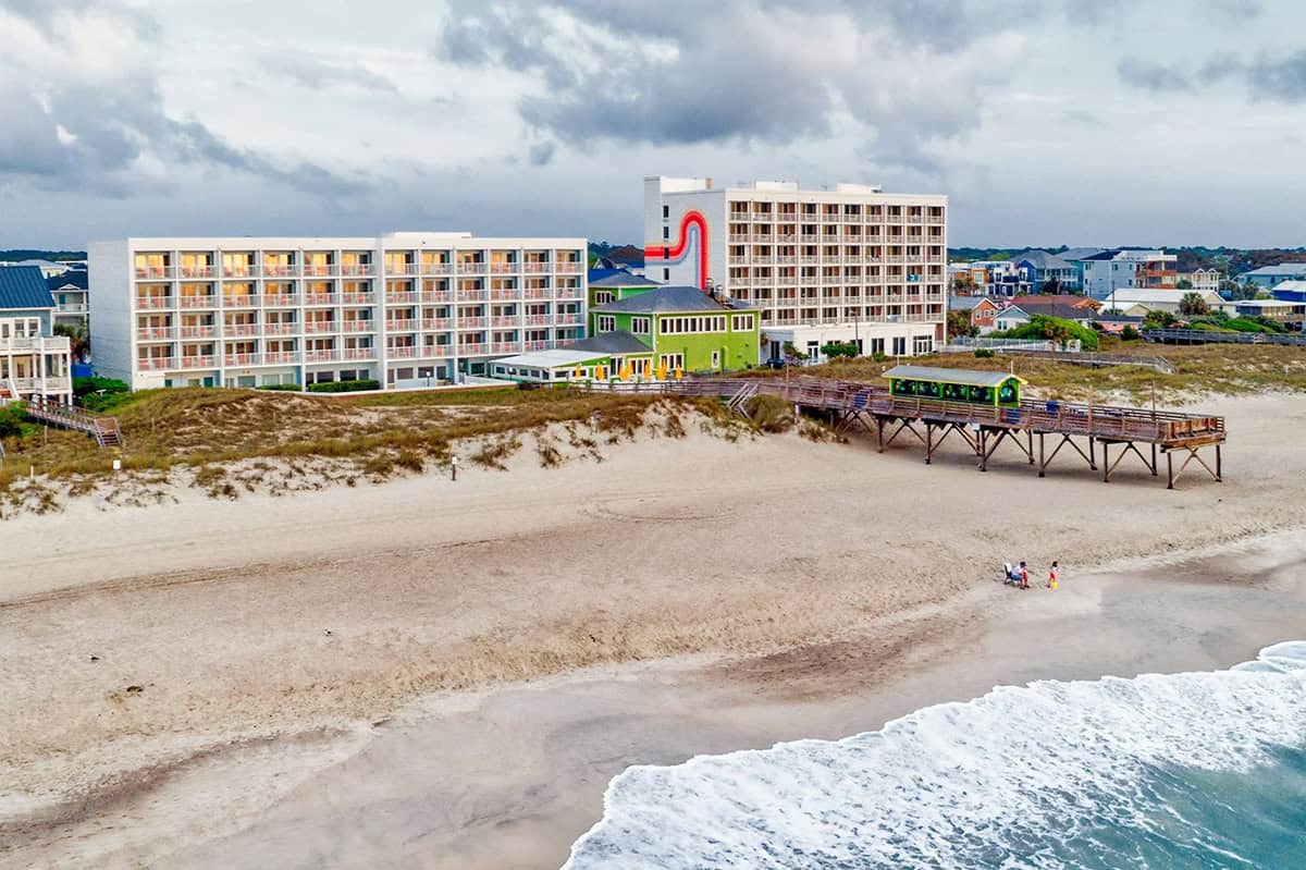 golden sands carolina beach oceanfront hotel wide view of property and beach