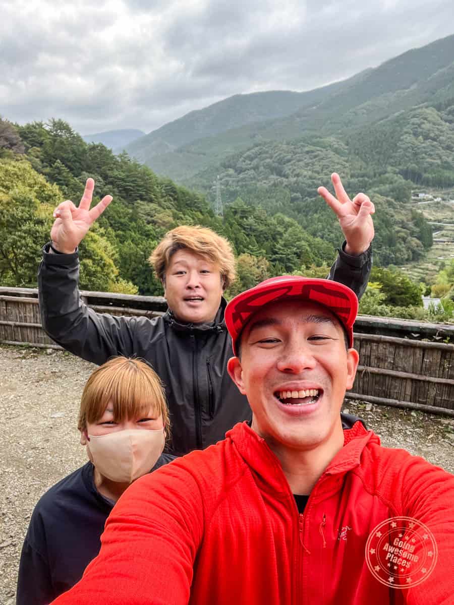 group photo with kouya hosts in iya valley farm stay