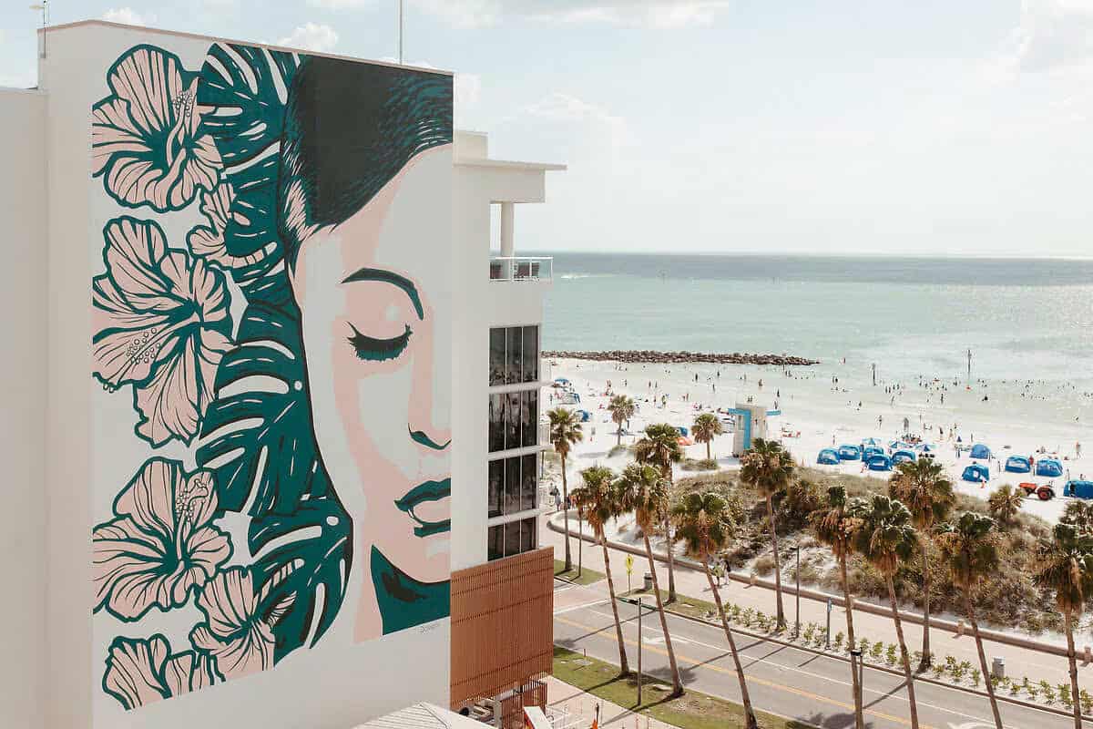 the haitus clearwater beach curio collection by hilton side mural with view of the beach
