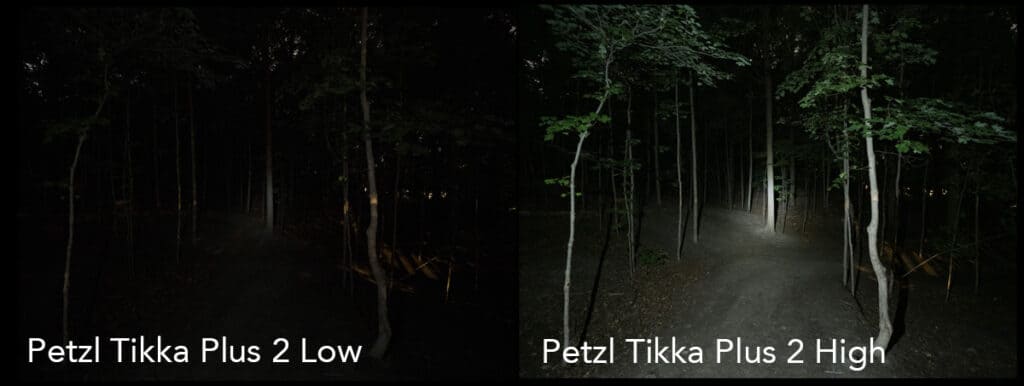 headlamp lighting test petzl tikka plus 2