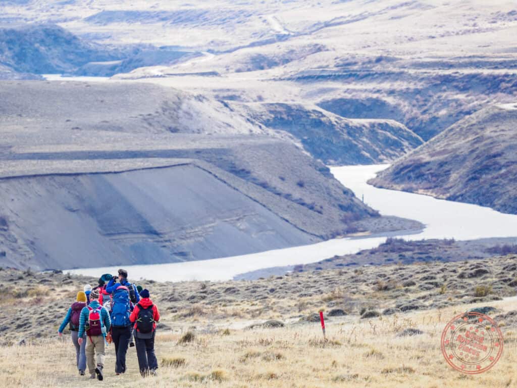 hiking aonikenk trail during puma tracking with chile nativo