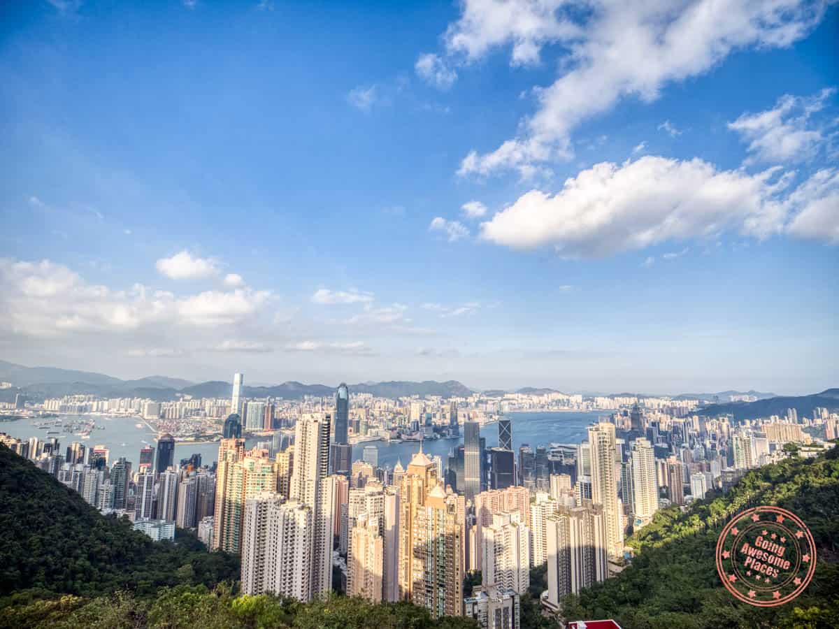 hong kong skyline view from victoria peak during the daytime
