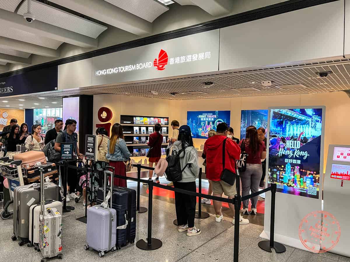 hong kong tourism board arrival counter at the airport