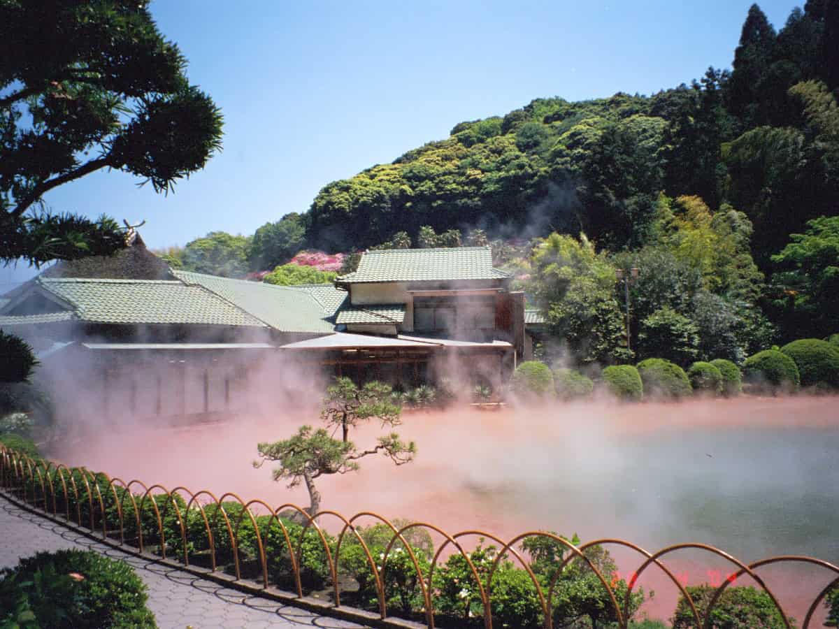 steamy hot spring in beppu