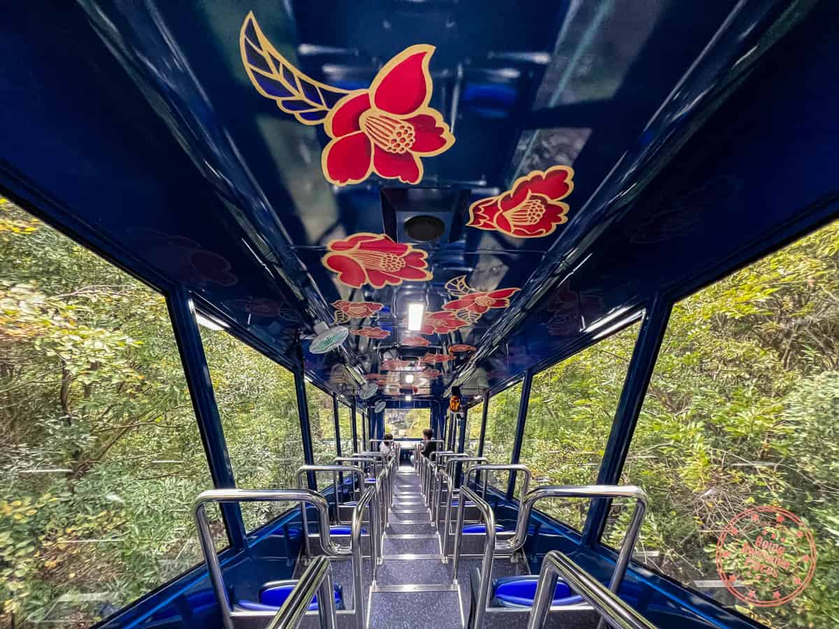 interior of hotel iyaonsen cable car