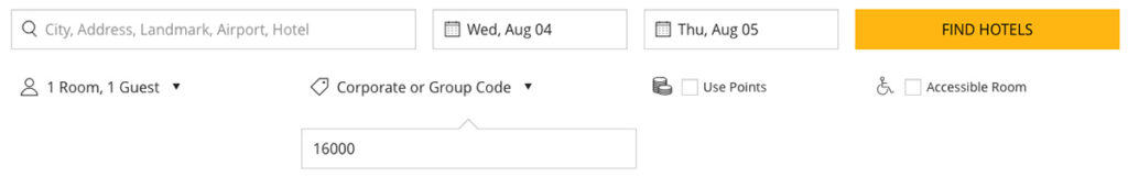 hyatt corporate code field