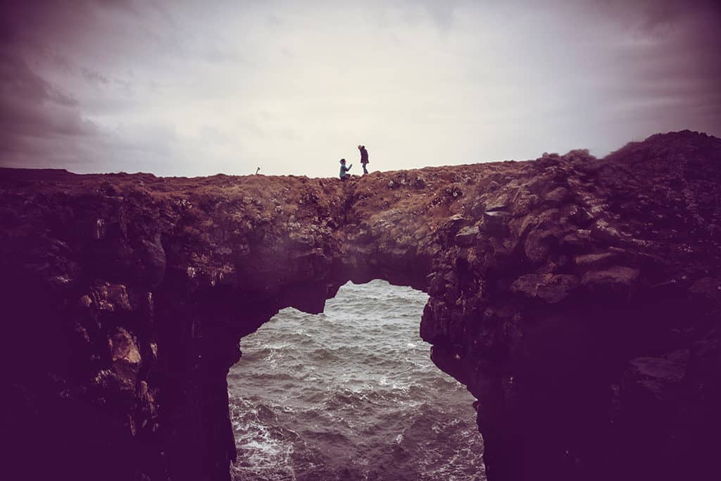 iceland engagement photo on arnastapi coastal walk