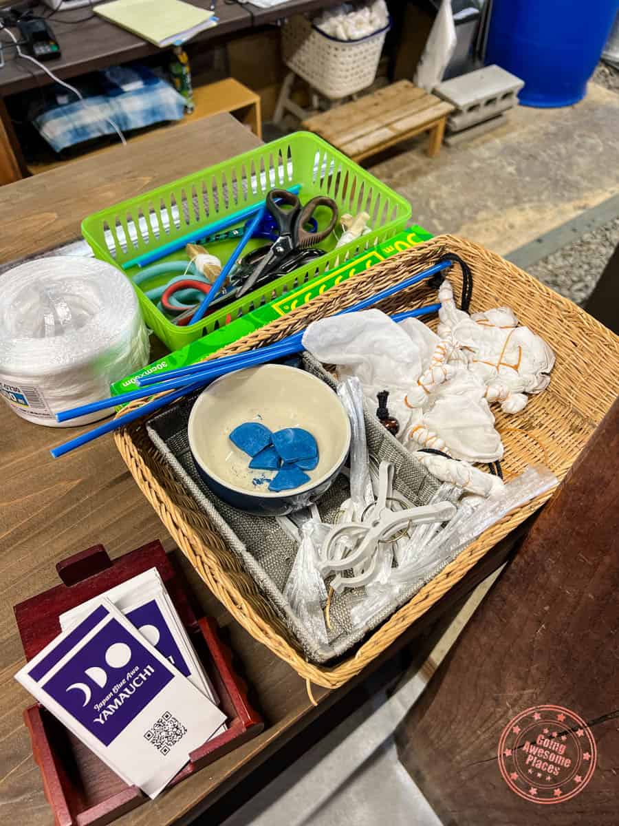 indigo dying tools in the workshop