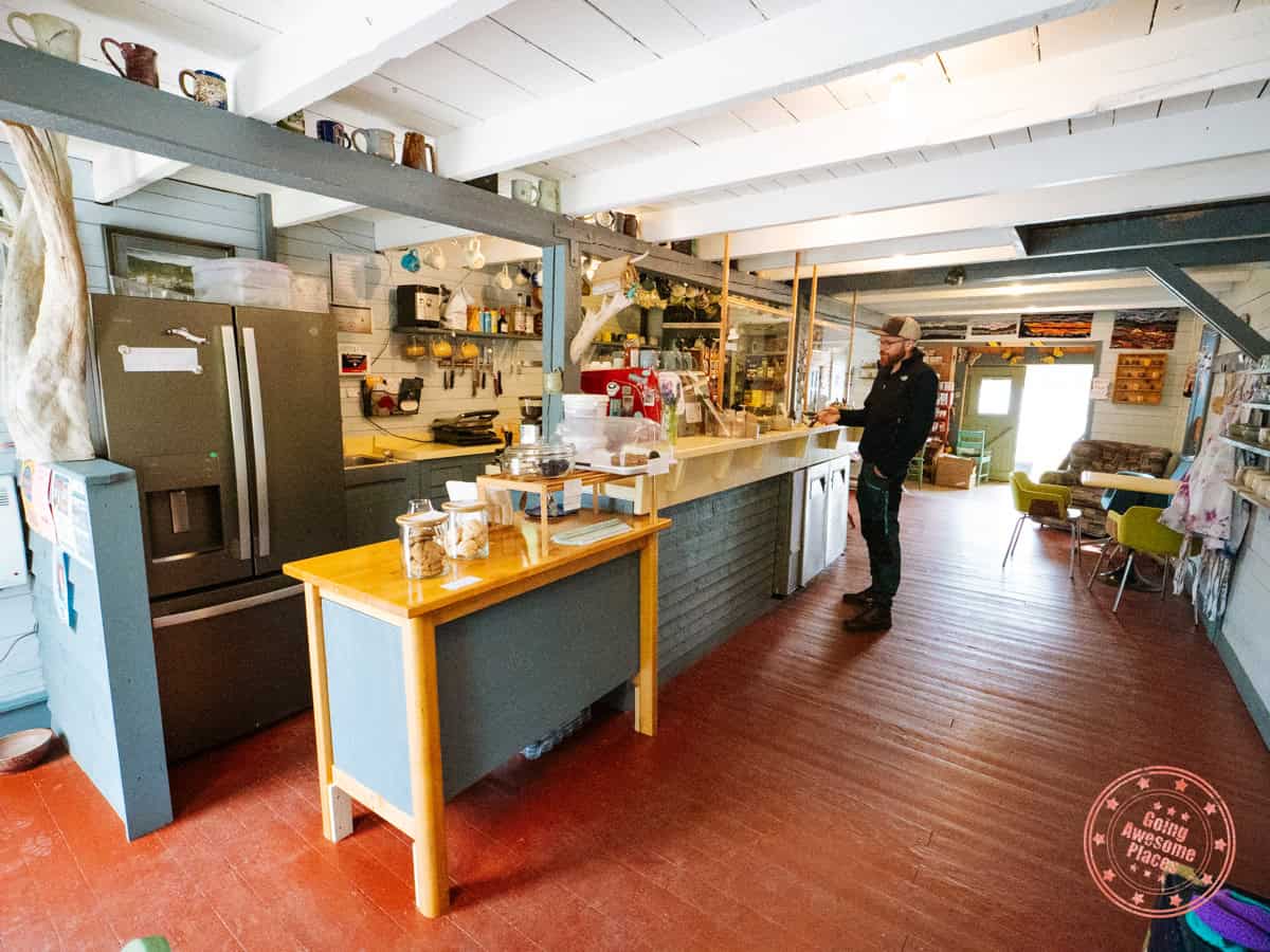 inside galliotts studio cafe at woody point in gros morne national park