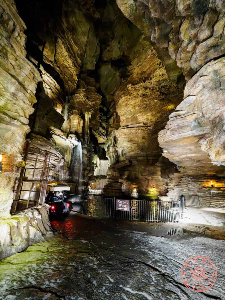 inside the lost canyon cave during the electric cart tour at top of the rock