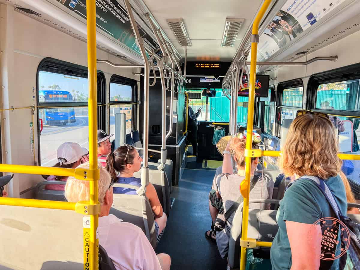 inside toy story parking lot shuttle bus