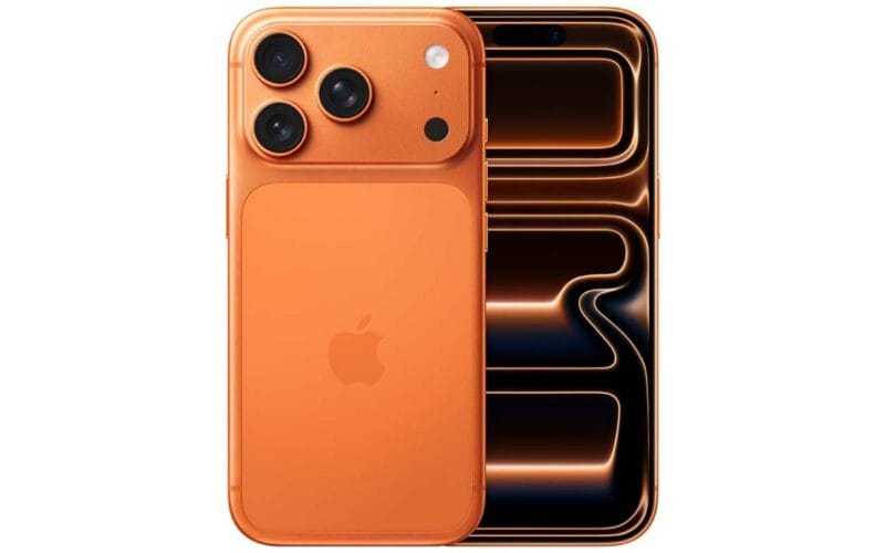 iphone 17 pro smartphone in cosmic orange