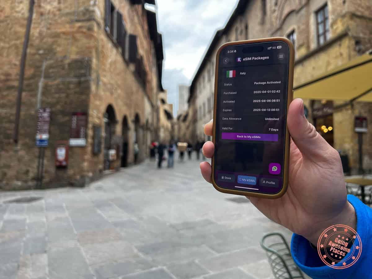 knowroaming italy esim package in tuscany