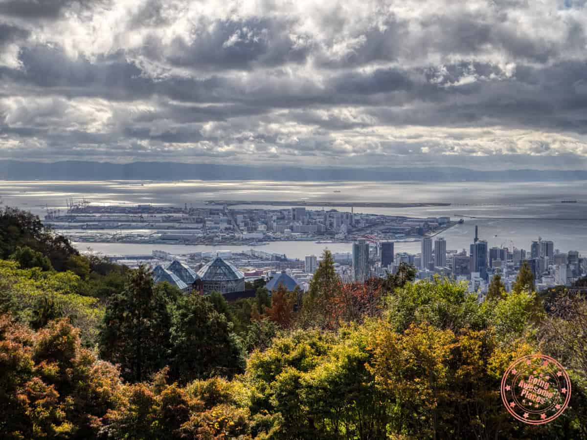 aerial view over kobe